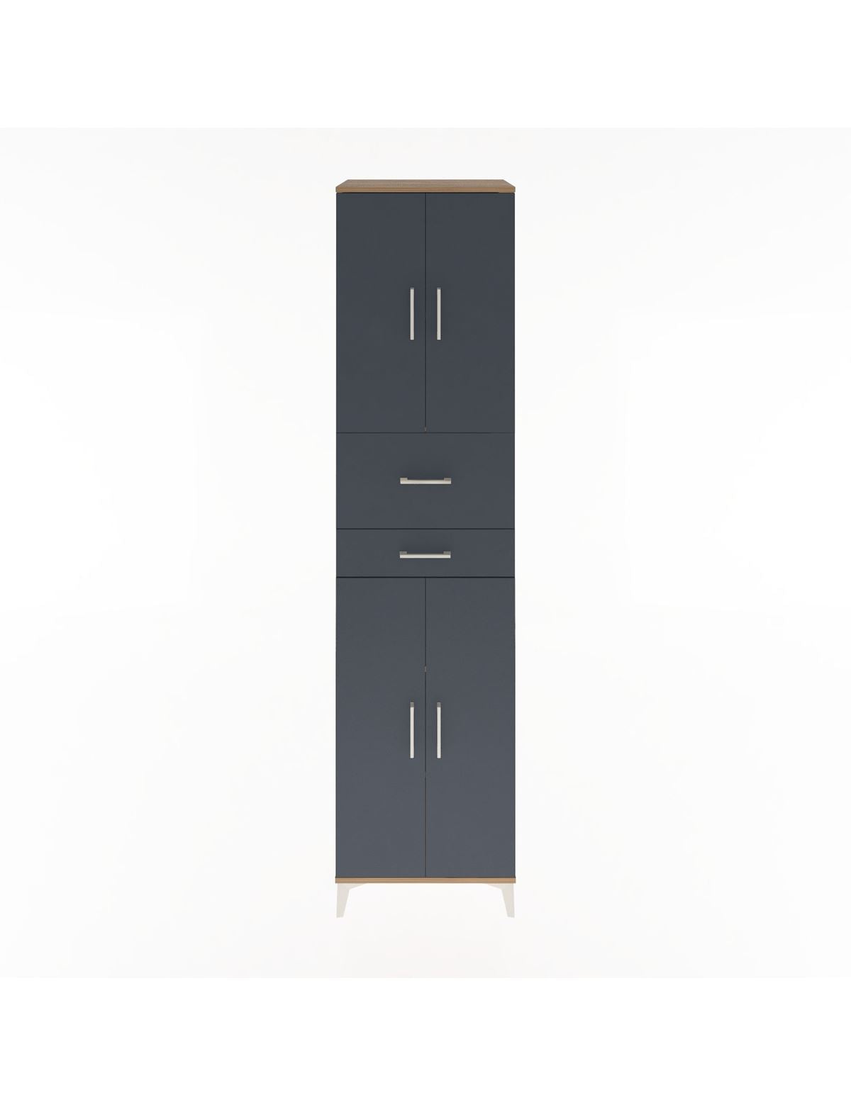 Hyperion Dolap 4 Raflı 2 Çekmeceli 4 Kapaklı 60x44x243 Çam-Antrasit