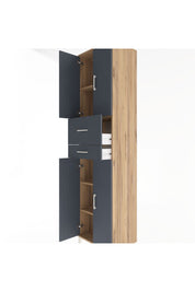 Hyperion Dolap 4 Raflı 2 Çekmeceli 4 Kapaklı 60x44x243 Çam-Antrasit