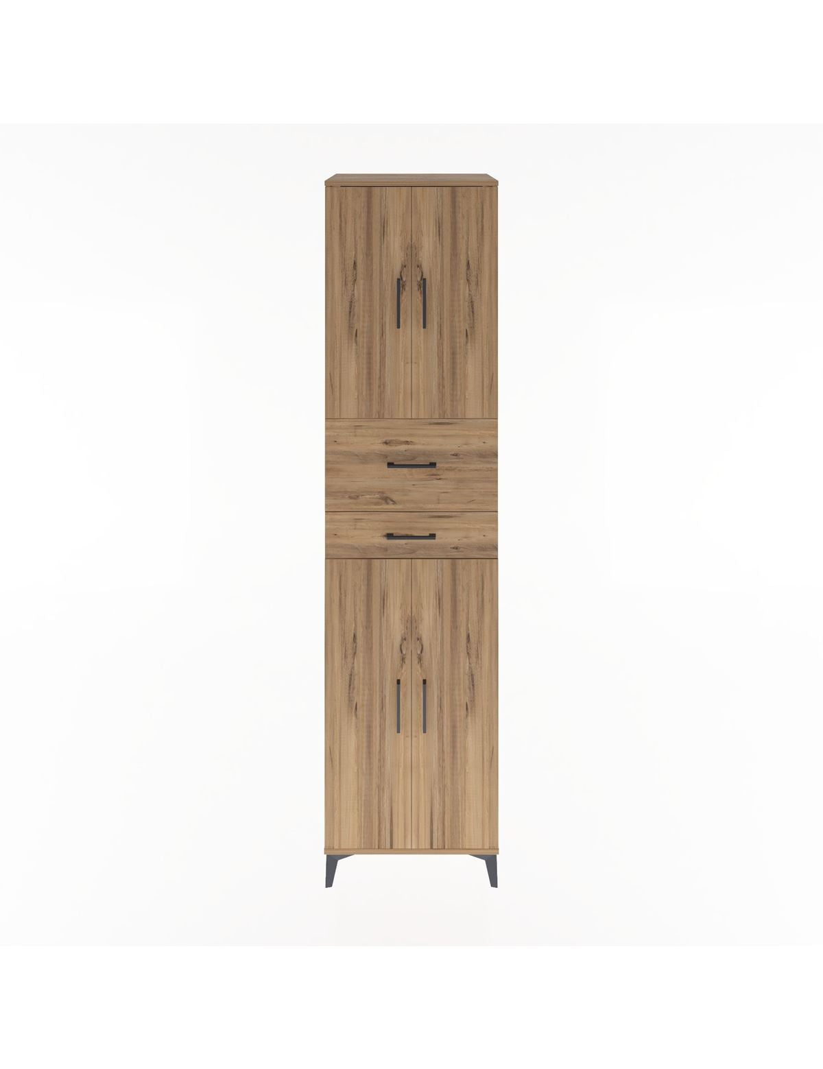 Hyperion Dolap 4 Raflı 2 Çekmeceli 4 Kapaklı 60x44x243 Çam-Çam