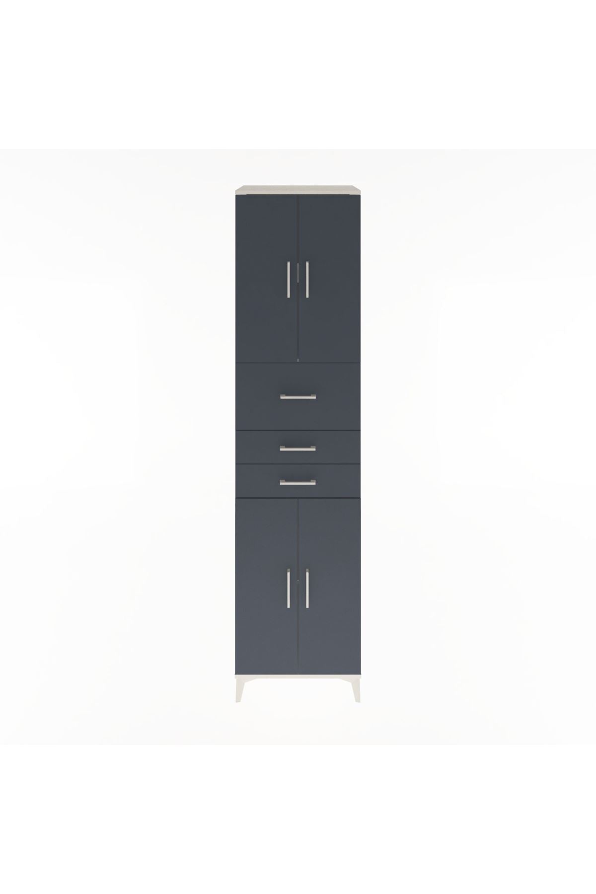 Hyperion Dolap 3 Raflı 3 Çekmeceli 4 Kapaklı 60x44x243 Aytaşı-Antrasit