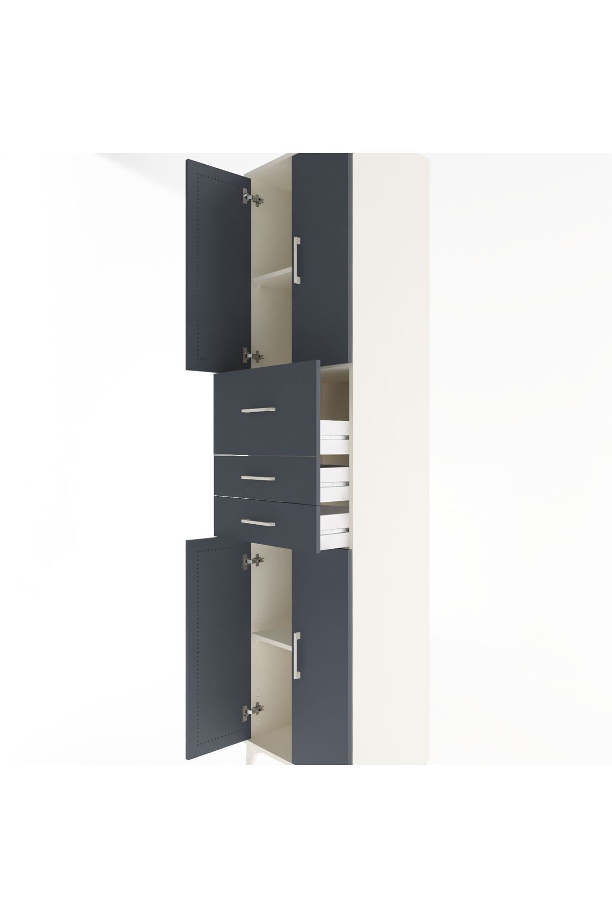 Hyperion Dolap 3 Raflı 3 Çekmeceli 4 Kapaklı 60x44x243 Aytaşı-Antrasit