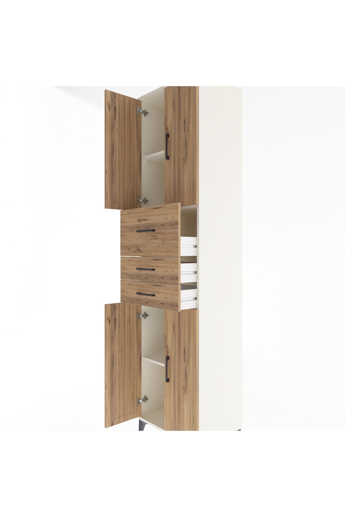 Hyperion Dolap 3 Raflı 3 Çekmeceli 4 Kapaklı 60x44x243 Aytaşı-Çam