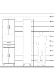 Hyperion Dolap 3 Raflı 3 Çekmeceli 4 Kapaklı 60x44x243 Aytaşı-Çam