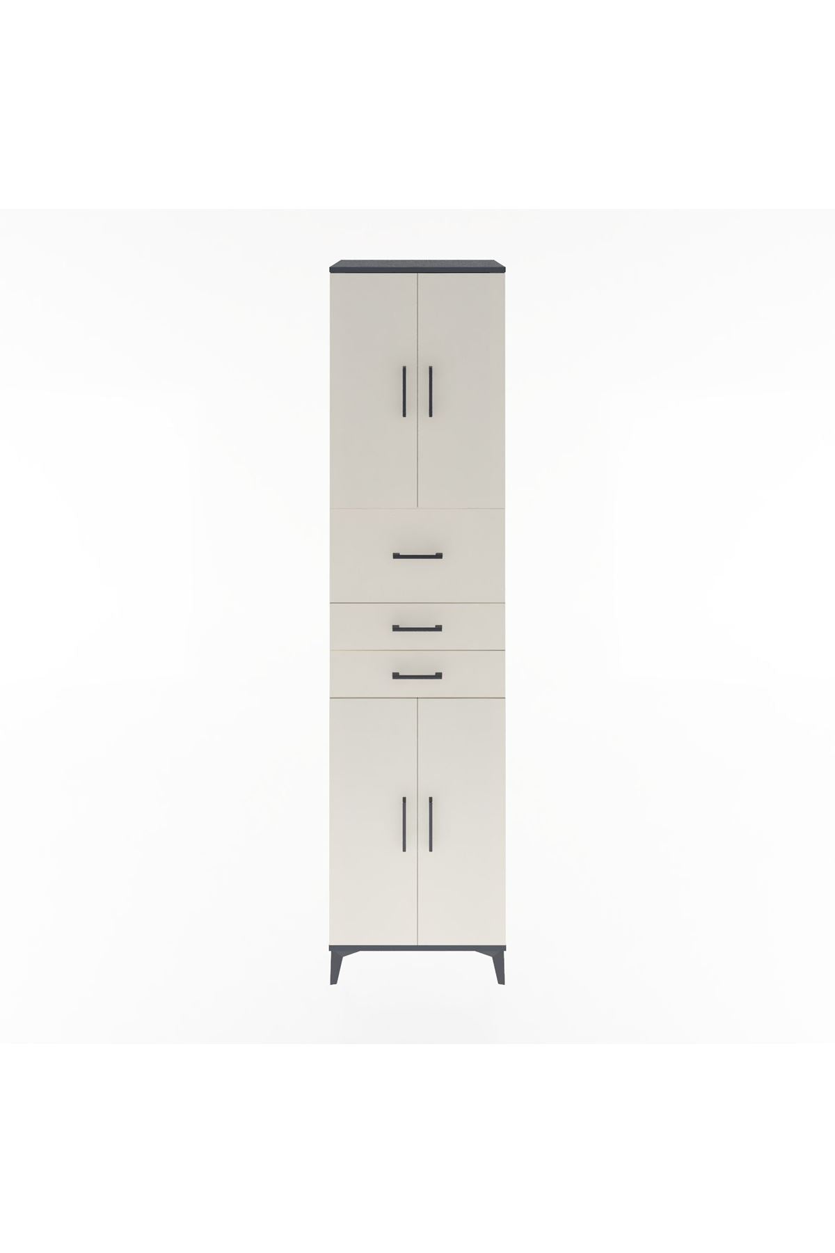 Hyperion Dolap 3 Raflı 3 Çekmeceli 4 Kapaklı 60x44x243 Antrasit-Aytaşı