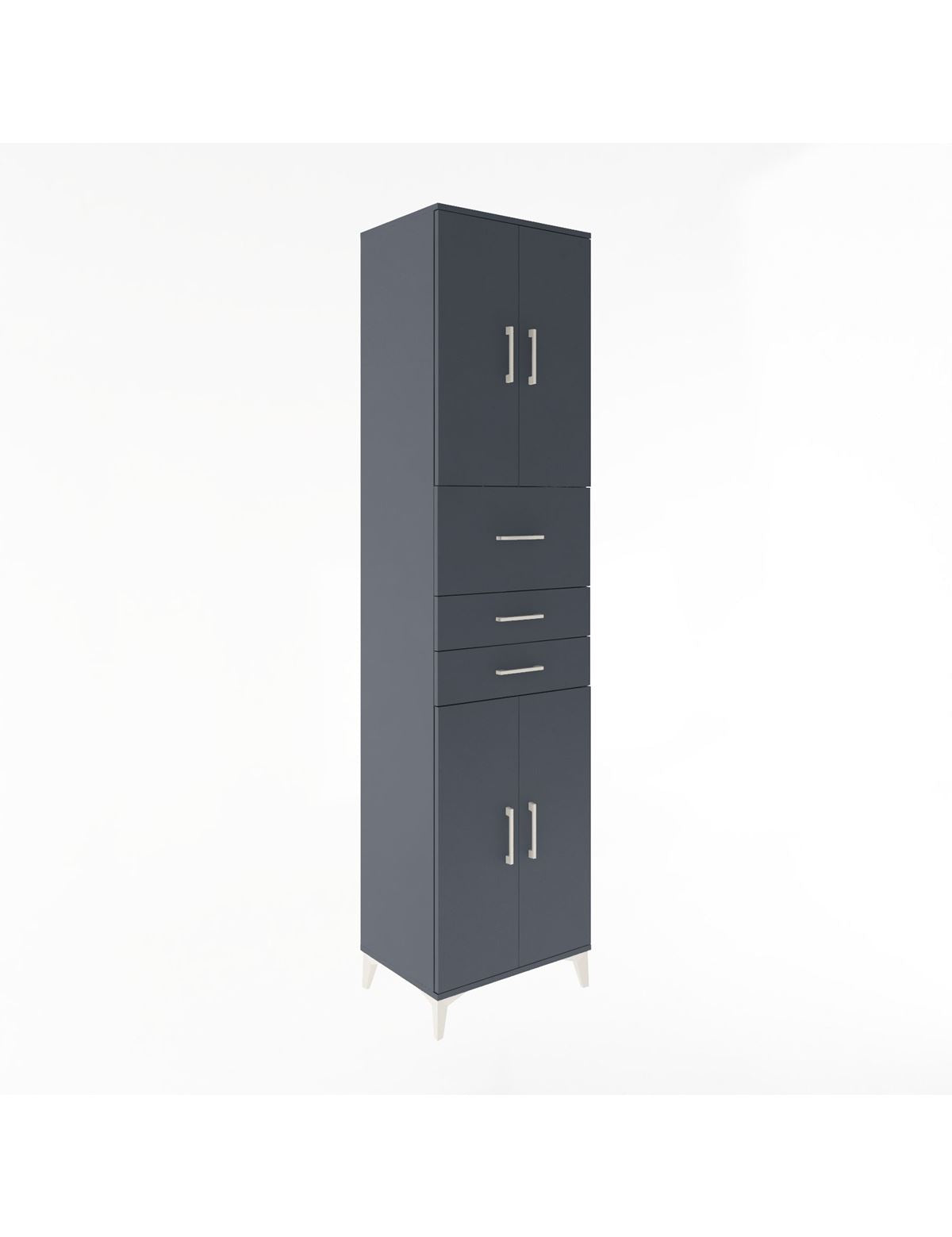 Hyperion Dolap 3 Raflı 3 Çekmeceli 4 Kapaklı 60x44x243 Antrasit-Antrasit