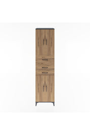 Hyperion Dolap 3 Raflı 3 Çekmeceli 4 Kapaklı 60x44x243 Antrasit-Çam
