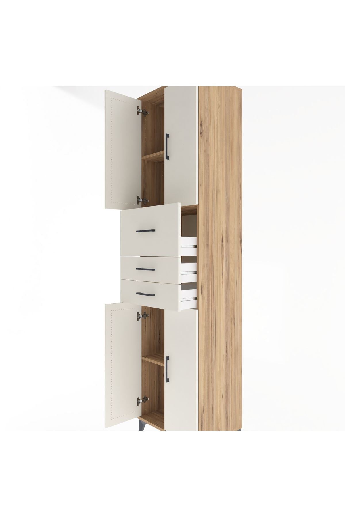Hyperion Dolap 3 Raflı 3 Çekmeceli 4 Kapaklı 60x44x243 Çam-Aytaşı
