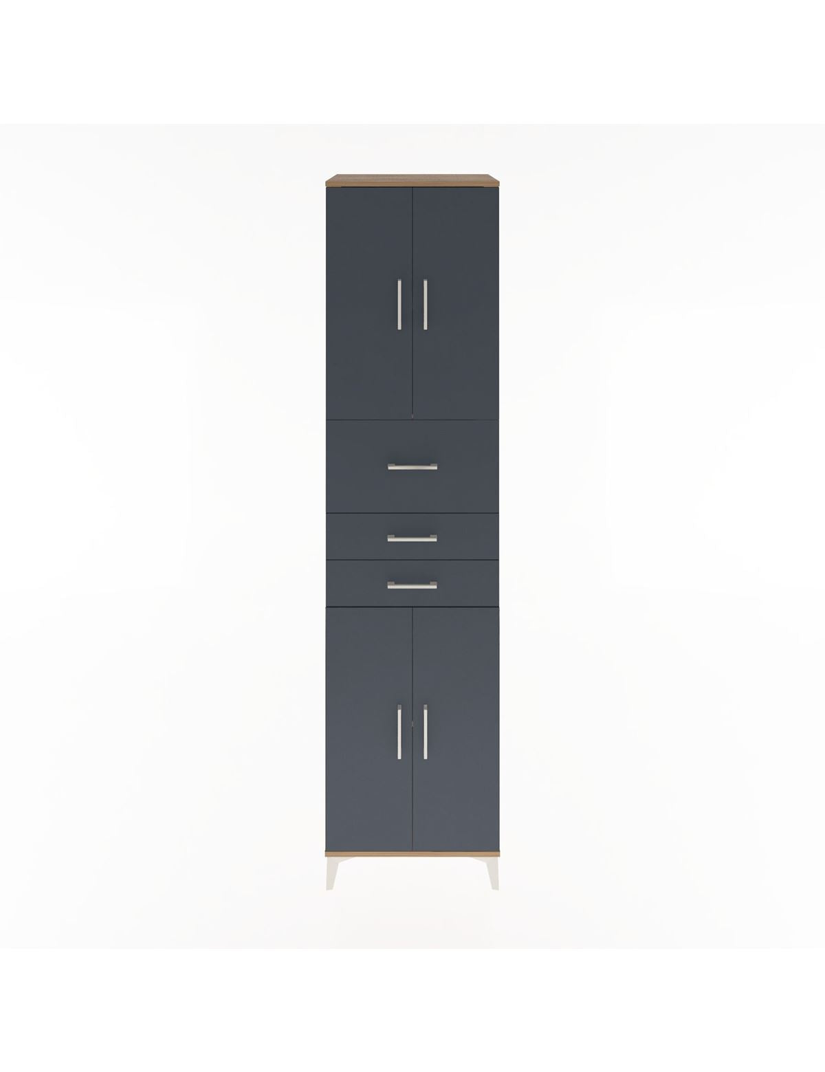 Hyperion Dolap 3 Raflı 3 Çekmeceli 4 Kapaklı 60x44x243 Çam-Antrasit