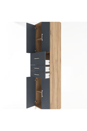 Hyperion Dolap 3 Raflı 3 Çekmeceli 4 Kapaklı 60x44x243 Çam-Antrasit