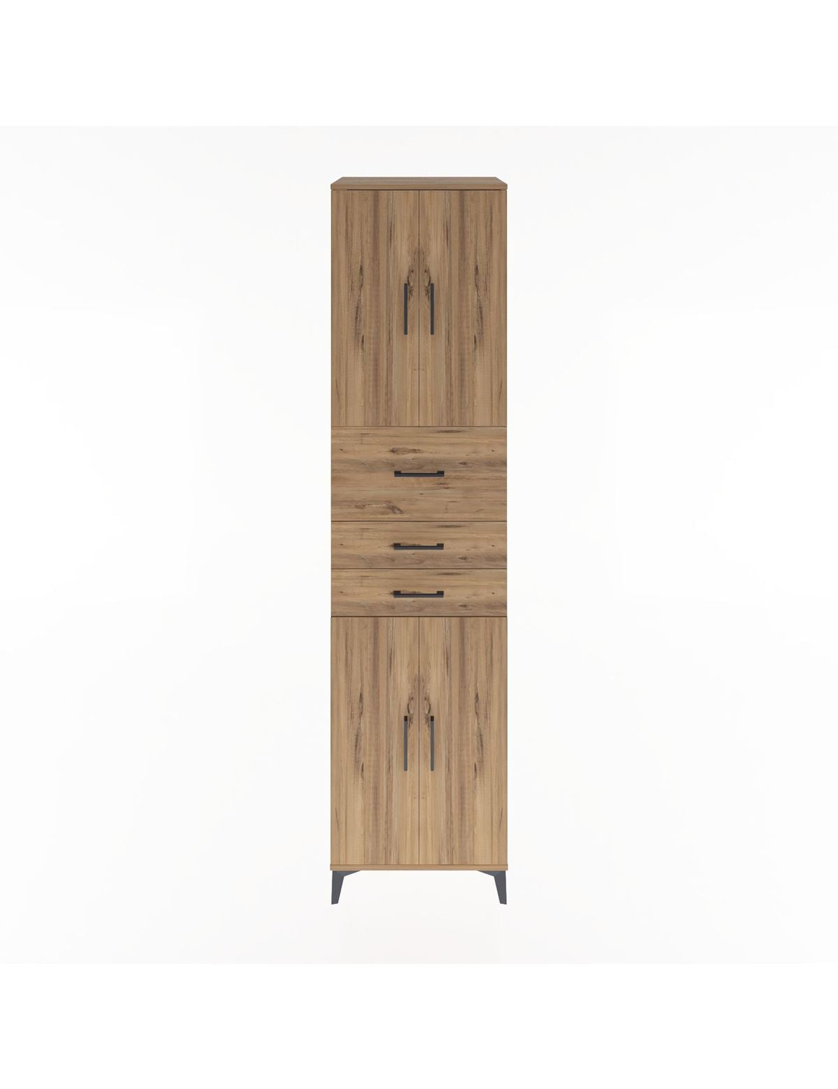 Hyperion Dolap 3 Raflı 3 Çekmeceli 4 Kapaklı 60x44x243 Çam-Çam