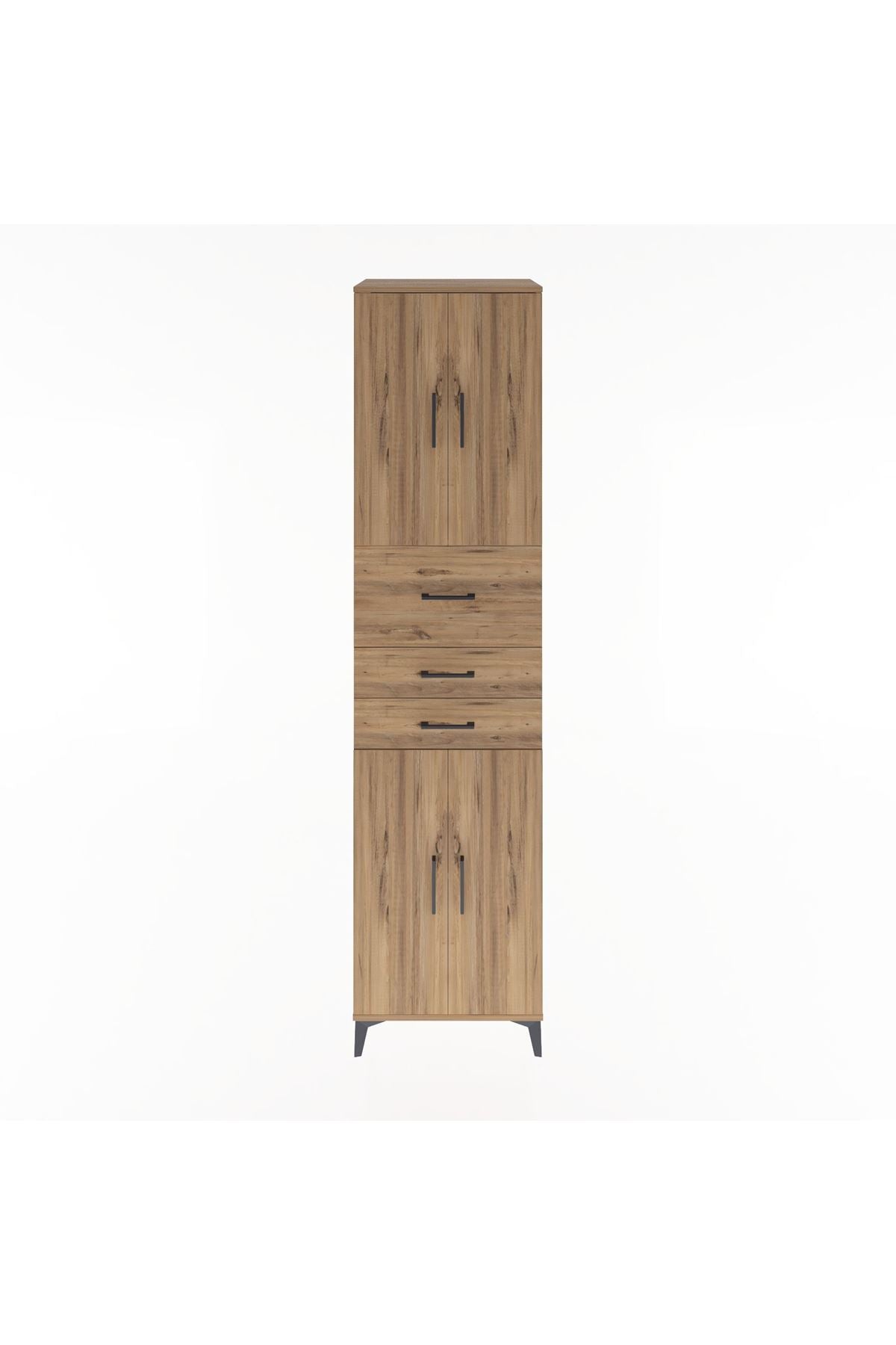 Hyperion Dolap 3 Raflı 3 Çekmeceli 4 Kapaklı 60x44x243 Çam-Çam