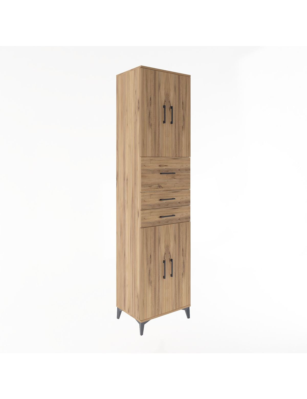 Hyperion Dolap 3 Raflı 3 Çekmeceli 4 Kapaklı 60x44x243 Çam-Çam