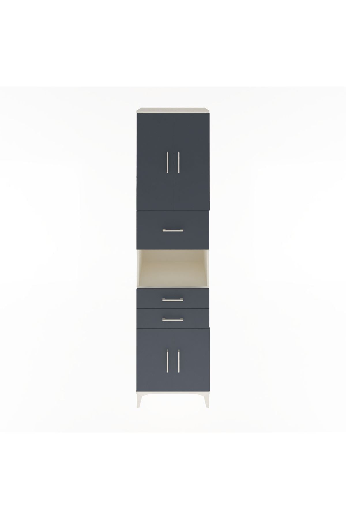 Hyperion Dolap 3 Raflı 3 Çekmeceli 4 Kapaklı 60x44x243 Aytaşı-Antrasit