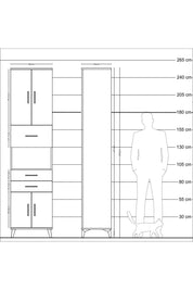 Hyperion Dolap 3 Raflı 3 Çekmeceli 4 Kapaklı 60x44x243 Aytaşı-Çam
