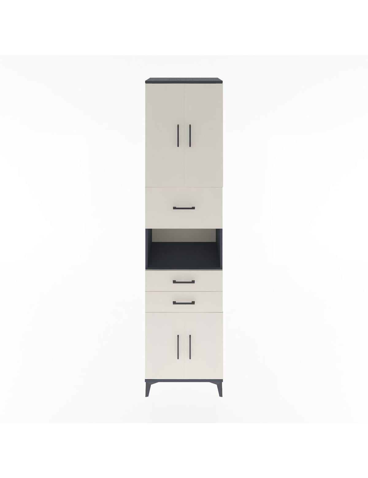 Hyperion Dolap 3 Raflı 3 Çekmeceli 4 Kapaklı 60x44x243 Antrasit-Aytaşı