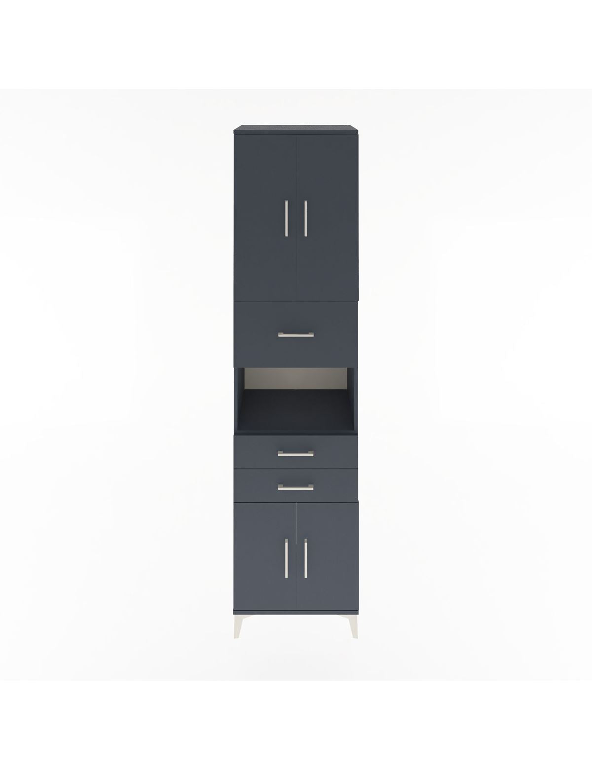 Hyperion Dolap 3 Raflı 3 Çekmeceli 4 Kapaklı 60x44x243 Antrasit-Antrasit