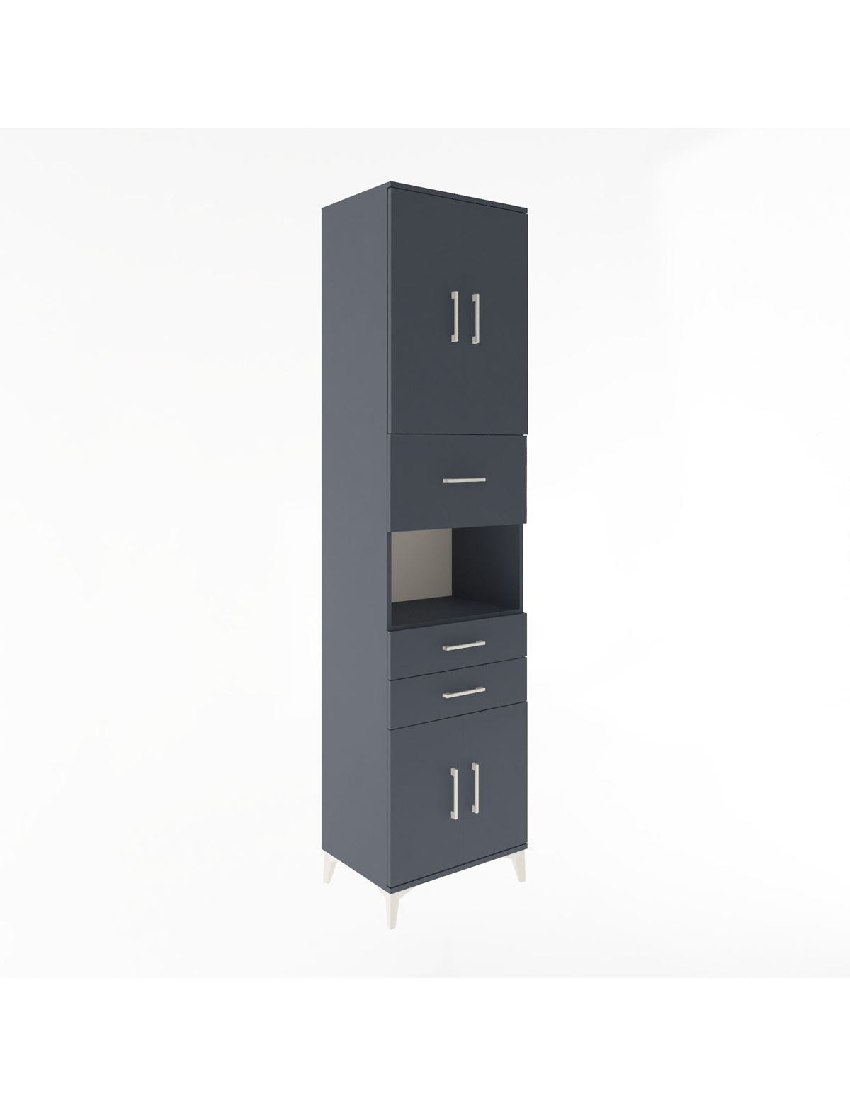 Hyperion Dolap 3 Raflı 3 Çekmeceli 4 Kapaklı 60x44x243 Antrasit-Antrasit