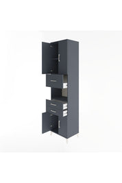Hyperion Dolap 3 Raflı 3 Çekmeceli 4 Kapaklı 60x44x243 Antrasit-Antrasit