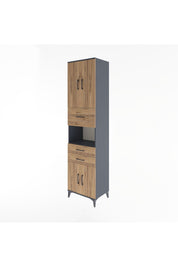 Hyperion Dolap 3 Raflı 3 Çekmeceli 4 Kapaklı 60x44x243 Antrasit-Çam