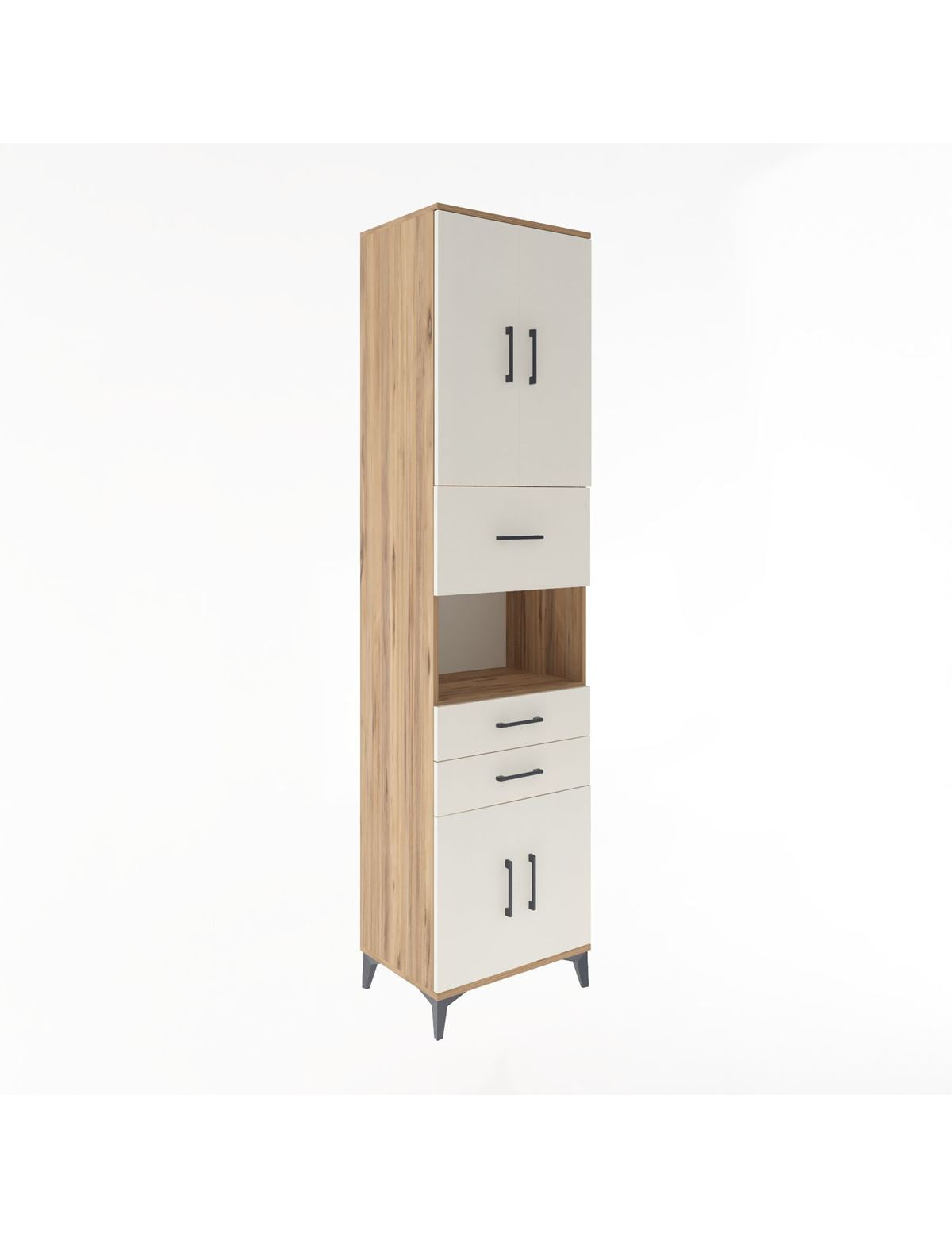 Hyperion Dolap 3 Raflı 3 Çekmeceli 4 Kapaklı 60x44x243 Çam-Aytaşı