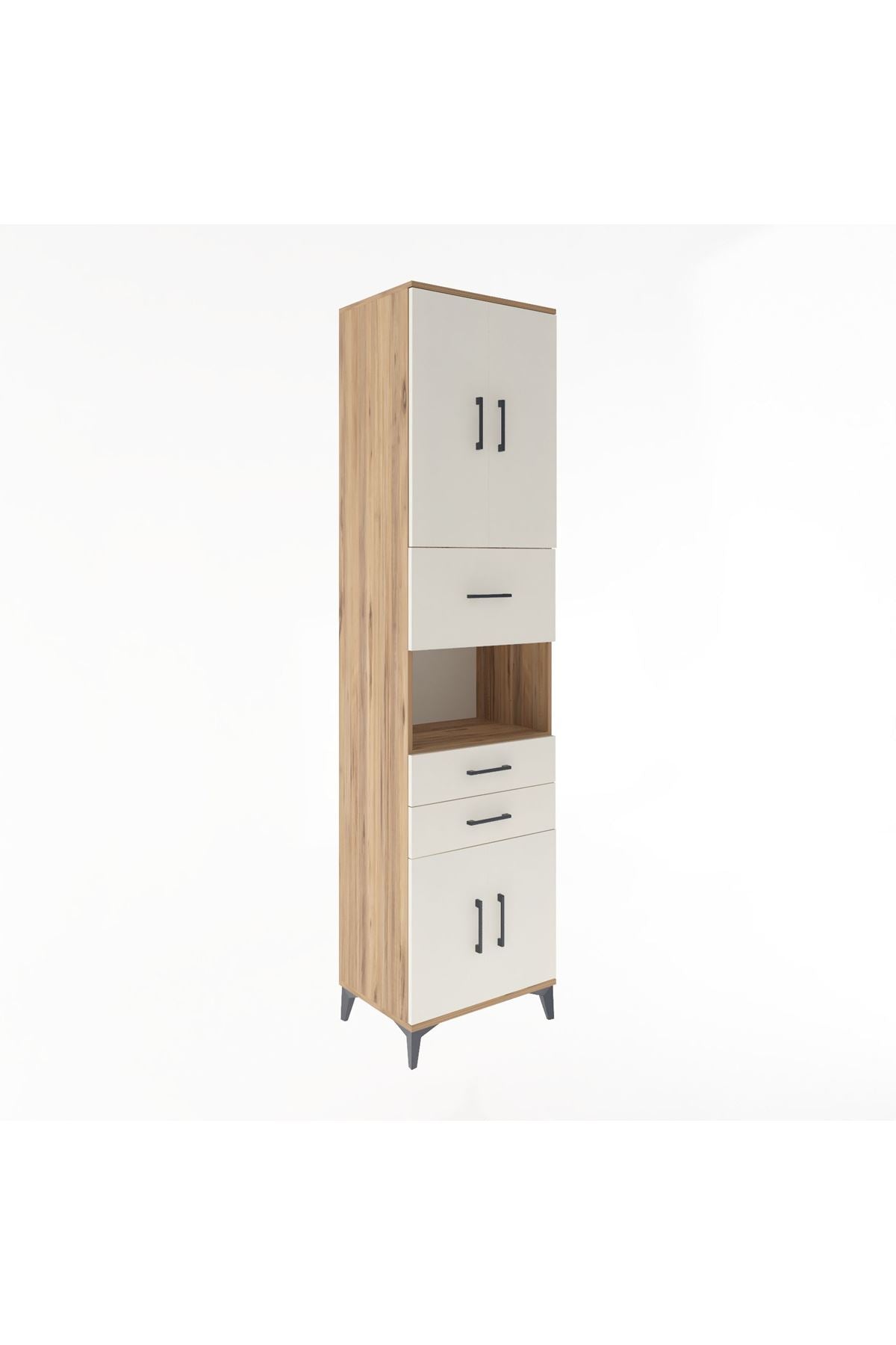 Hyperion Dolap 3 Raflı 3 Çekmeceli 4 Kapaklı 60x44x243 Çam-Aytaşı