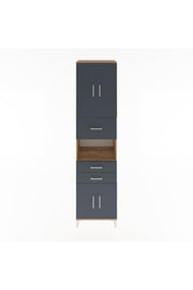 Hyperion Dolap 3 Raflı 3 Çekmeceli 4 Kapaklı 60x44x243 Çam-Antrasit