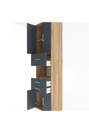 Hyperion Dolap 3 Raflı 3 Çekmeceli 4 Kapaklı 60x44x243 Çam-Antrasit