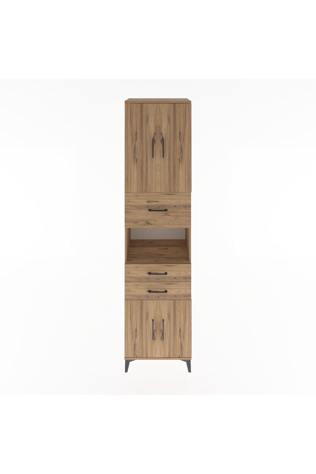 Hyperion Dolap 3 Raflı 3 Çekmeceli 4 Kapaklı 60x44x243 Çam-Çam