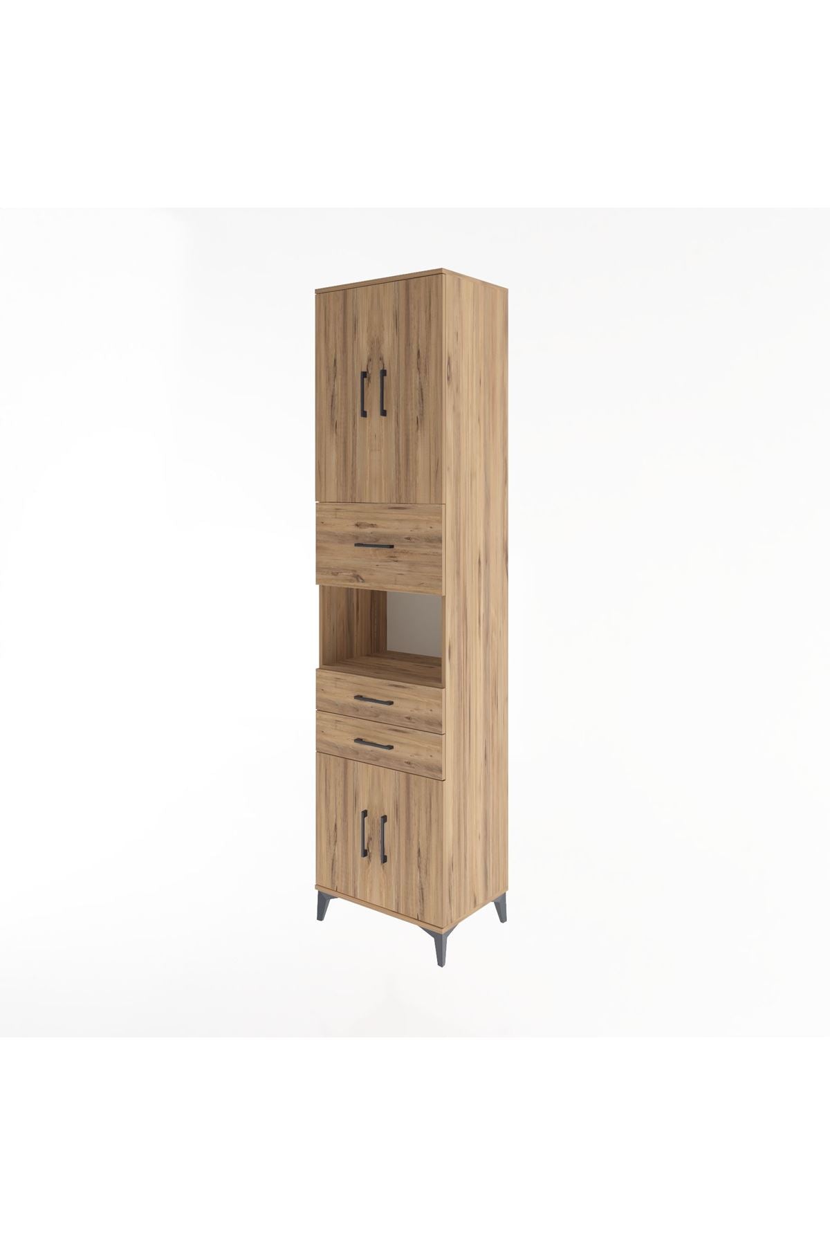 Hyperion Dolap 3 Raflı 3 Çekmeceli 4 Kapaklı 60x44x243 Çam-Çam