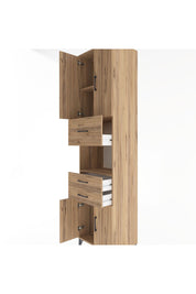 Hyperion Dolap 3 Raflı 3 Çekmeceli 4 Kapaklı 60x44x243 Çam-Çam