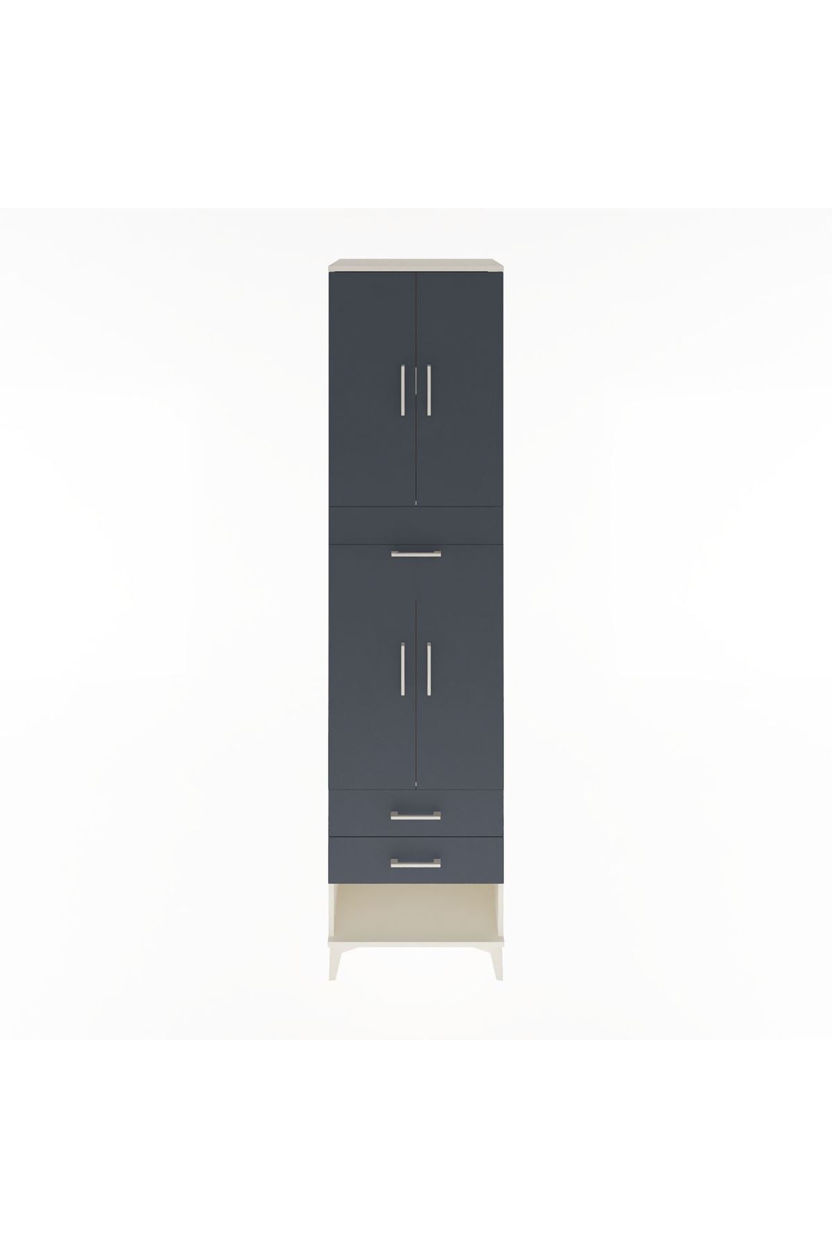 Hyperion Dolap 3 Raflı 3 Çekmeceli 4 Kapaklı 60x44x243 Aytaşı-Antrasit