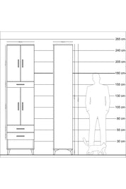 Hyperion Dolap 3 Raflı 3 Çekmeceli 4 Kapaklı 60x44x243 Aytaşı-Çam