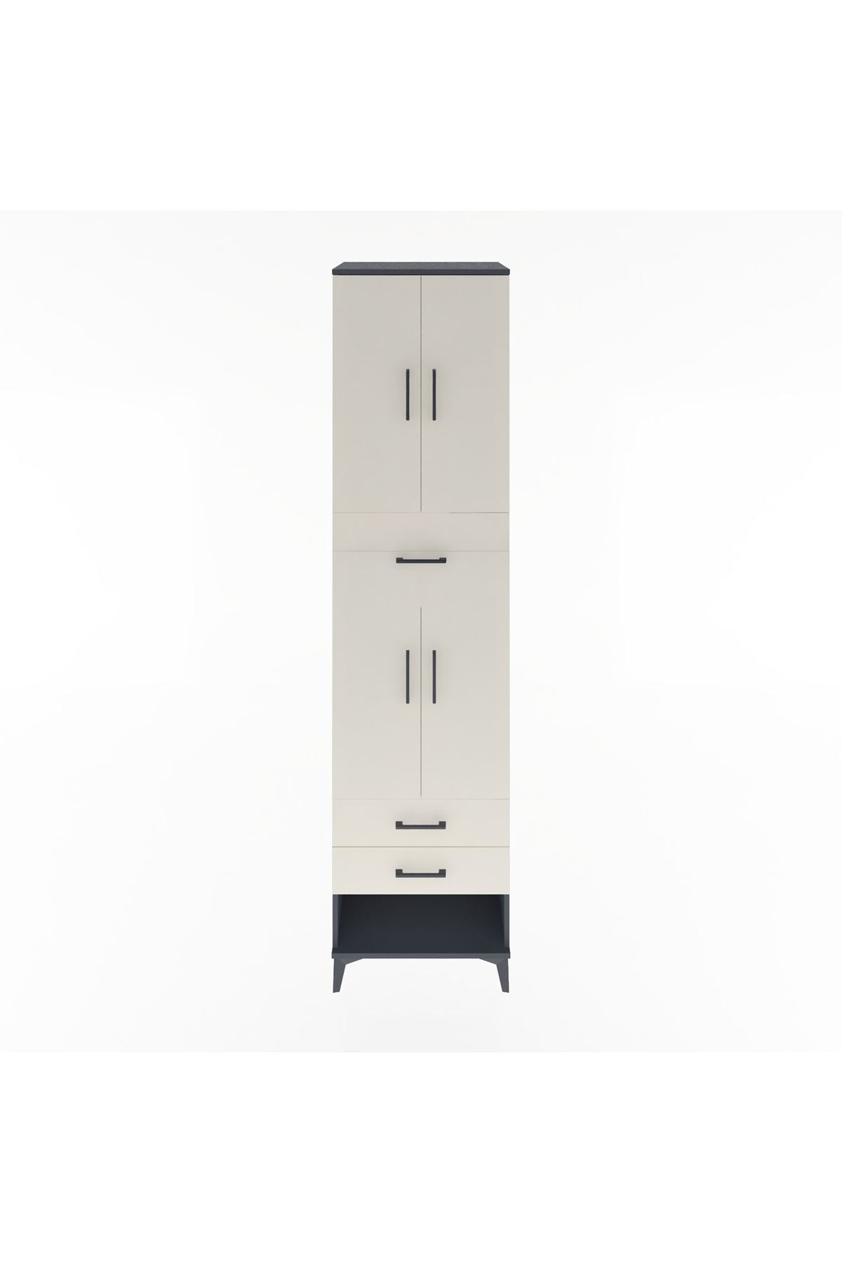 Hyperion Dolap 3 Raflı 3 Çekmeceli 4 Kapaklı 60x44x243 Antrasit-Aytaşı