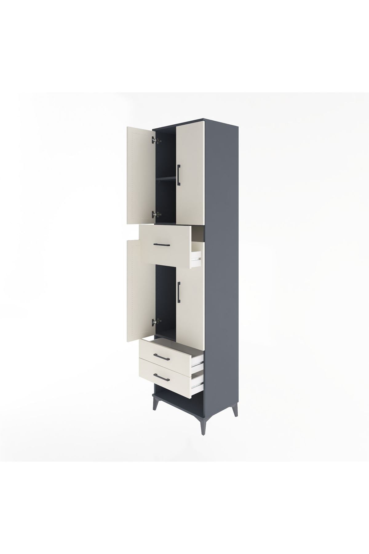 Hyperion Dolap 3 Raflı 3 Çekmeceli 4 Kapaklı 60x44x243 Antrasit-Aytaşı