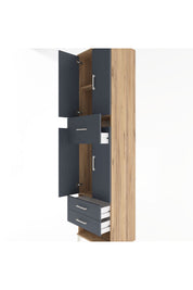 Hyperion Dolap 3 Raflı 3 Çekmeceli 4 Kapaklı 60x44x243 Çam-Antrasit