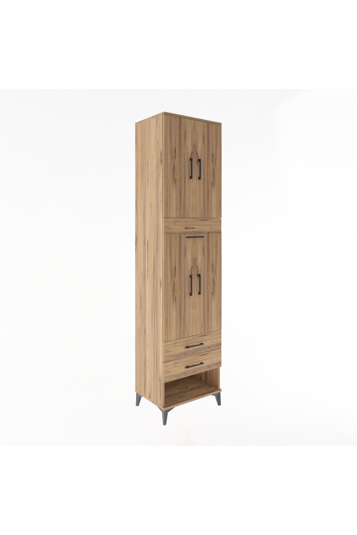 Hyperion Dolap 3 Raflı 3 Çekmeceli 4 Kapaklı 60x44x243 Çam-Çam