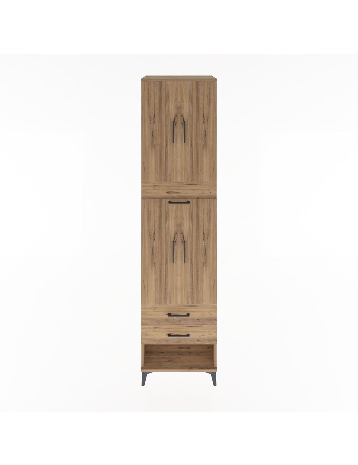 Hyperion Dolap 3 Raflı 3 Çekmeceli 4 Kapaklı 60x44x243 Çam-Çam