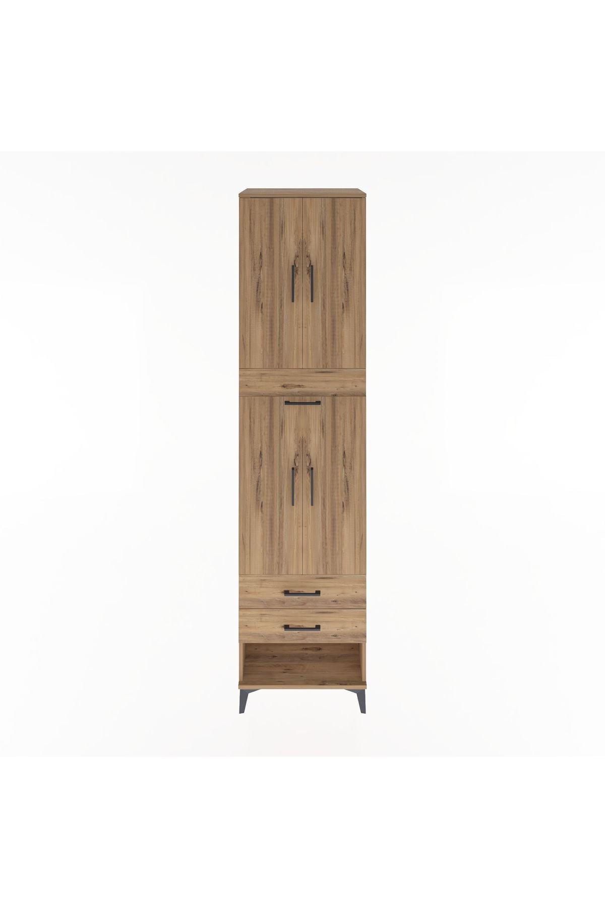 Hyperion Dolap 3 Raflı 3 Çekmeceli 4 Kapaklı 60x44x243 Çam-Çam