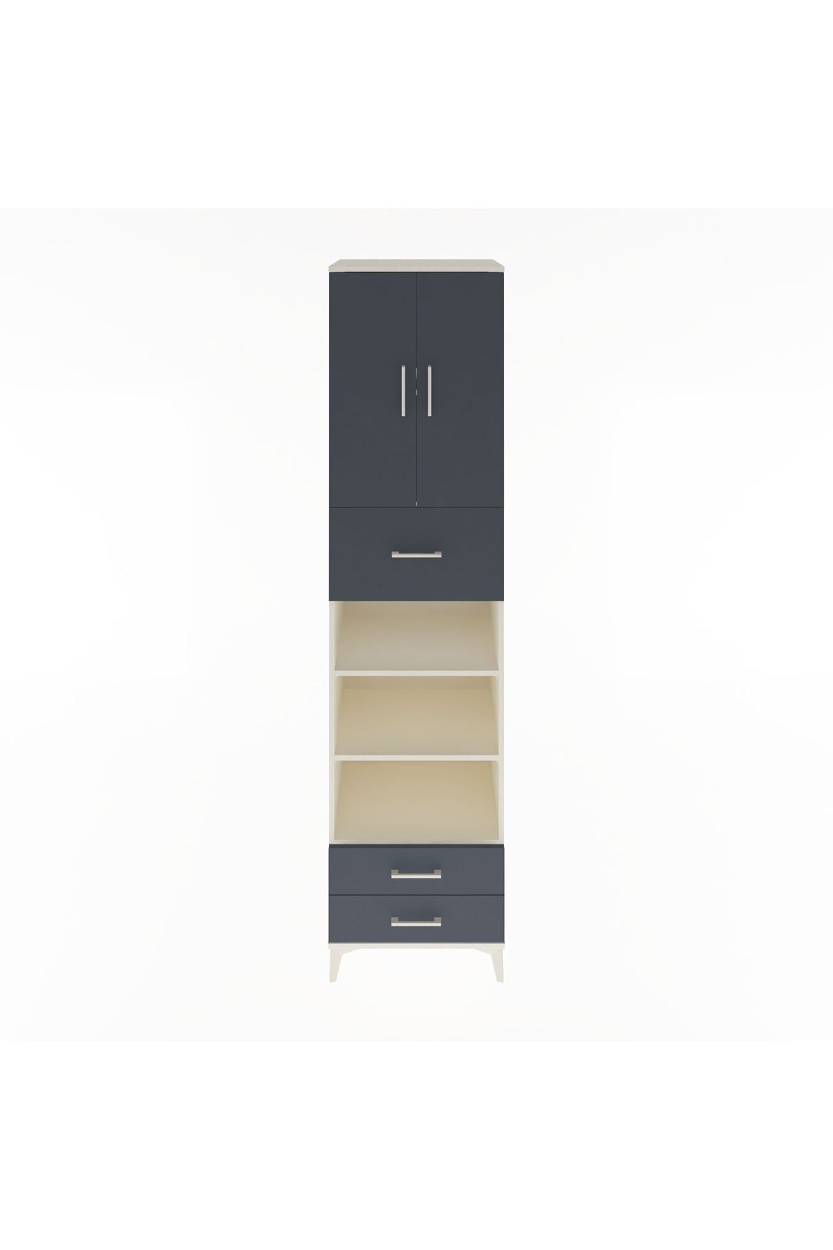 Hyperion Dolap 5 Raflı 3 Çekmeceli 2 Kapaklı 60x44x243 Aytaşı-Antrasit