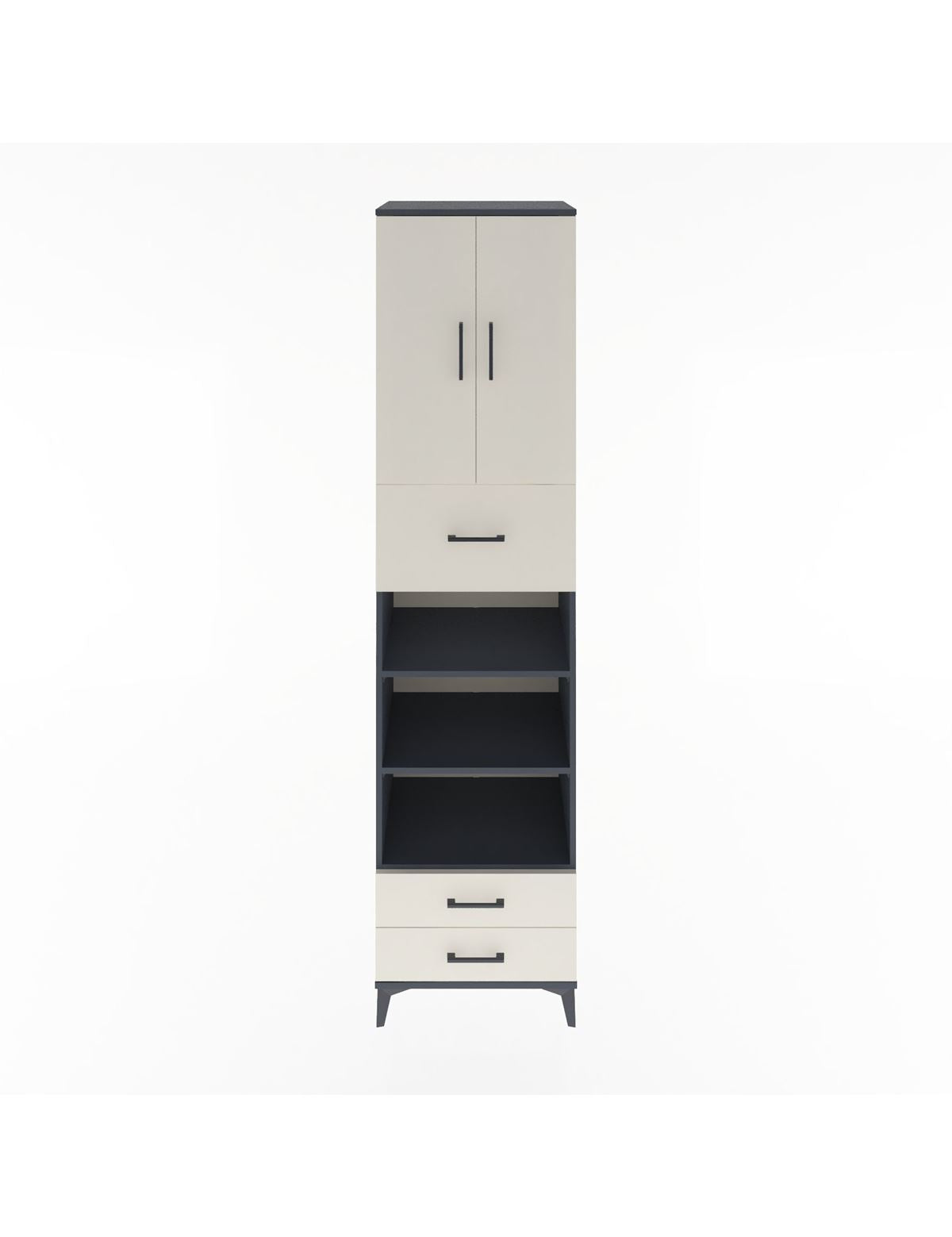 Hyperion Dolap 5 Raflı 3 Çekmeceli 2 Kapaklı 60x44x243 Antrasit-Aytaşı