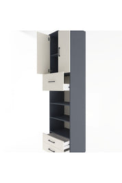 Hyperion Dolap 5 Raflı 3 Çekmeceli 2 Kapaklı 60x44x243 Antrasit-Aytaşı