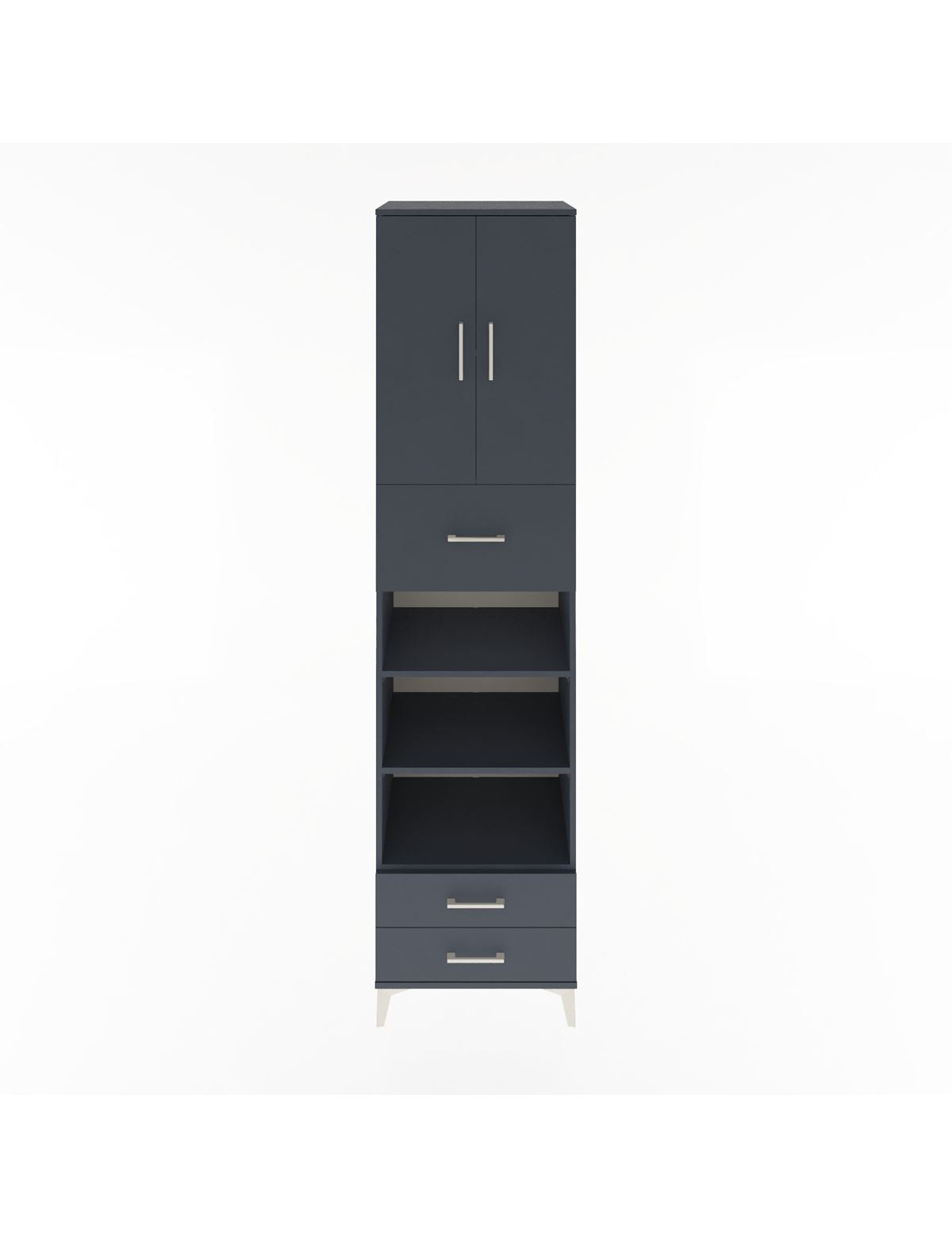 Hyperion Dolap 5 Raflı 3 Çekmeceli 2 Kapaklı 60x44x243 Antrasit-Antrasit