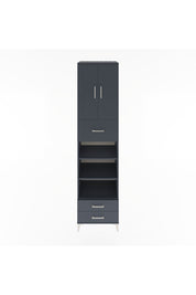 Hyperion Dolap 5 Raflı 3 Çekmeceli 2 Kapaklı 60x44x243 Antrasit-Antrasit