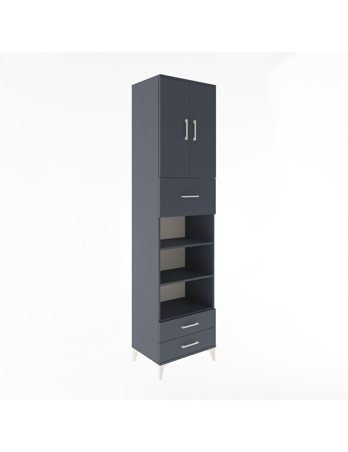 Hyperion Dolap 5 Raflı 3 Çekmeceli 2 Kapaklı 60x44x243 Antrasit-Antrasit