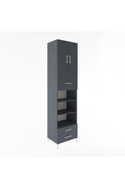 Hyperion Dolap 5 Raflı 3 Çekmeceli 2 Kapaklı 60x44x243 Antrasit-Antrasit