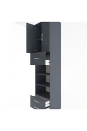 Hyperion Dolap 5 Raflı 3 Çekmeceli 2 Kapaklı 60x44x243 Antrasit-Antrasit