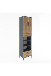 Hyperion Dolap 5 Raflı 3 Çekmeceli 2 Kapaklı 60x44x243 Antrasit-Çam