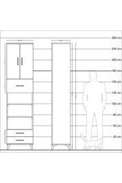 Hyperion Dolap 5 Raflı 3 Çekmeceli 2 Kapaklı 60x44x243 Çam-Aytaşı