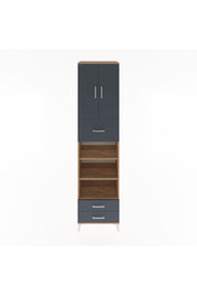 Hyperion Dolap 5 Raflı 3 Çekmeceli 2 Kapaklı 60x44x243 Çam-Antrasit