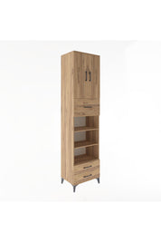 Hyperion Dolap 5 Raflı 3 Çekmeceli 2 Kapaklı 60x44x243 Çam-Çam